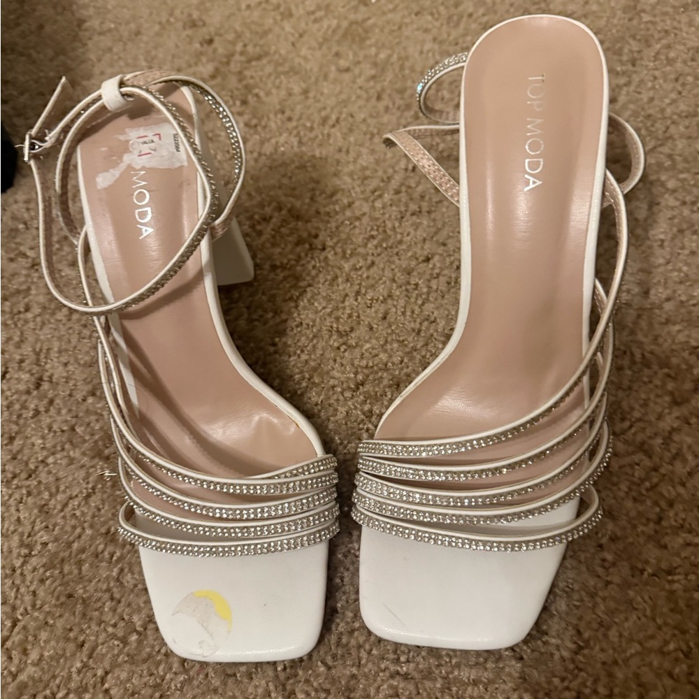 Top Moda White Strappy Heels